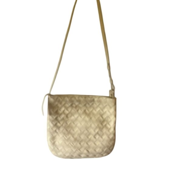 Hobo Merge Weave Crossbody Bag Beige Leather  Boho - Picture 2 of 6